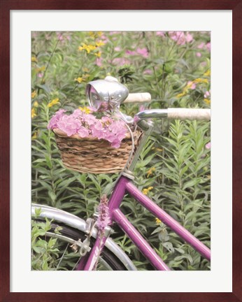 Framed Pink Garden Bike Print