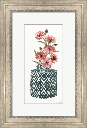 Framed Tile Vase with Bouquet II Print