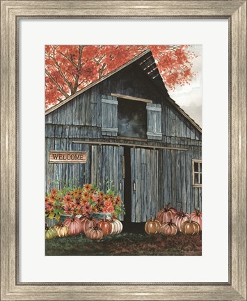 Framed Welcome Fall Barn Print