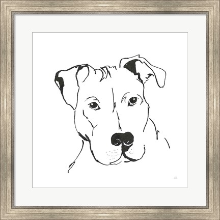 Framed Line Dog Pitbull II Print