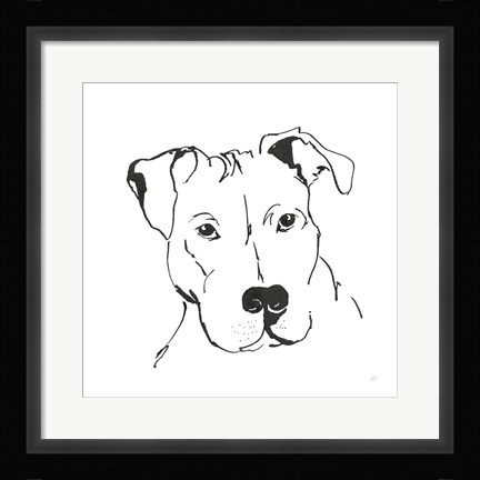 Framed Line Dog Pitbull II Print