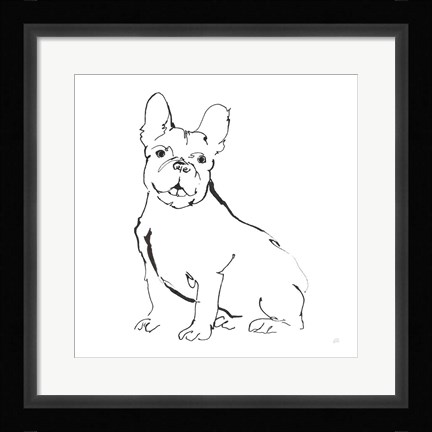 Framed Line Dog French Bulldog II Print