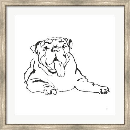 Framed Line Dog Bulldog I Print