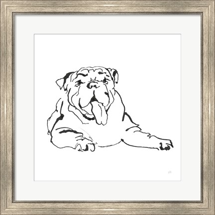 Framed Line Dog Bulldog I Print