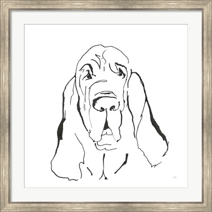 Framed Line Dog Bloodhound I Print