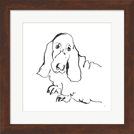 Framed Line Dog Basset Hound Print