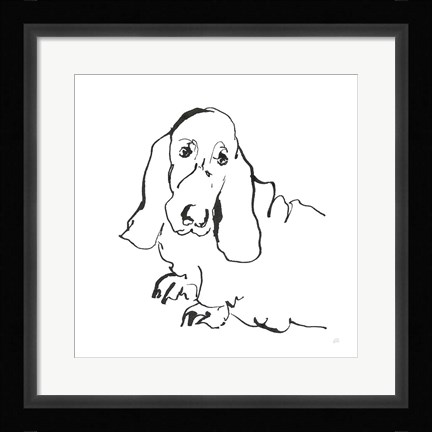 Framed Line Dog Basset Hound Print