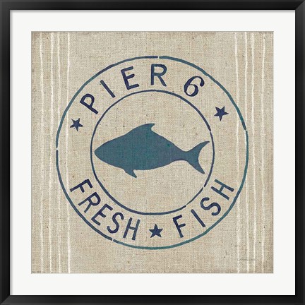 Framed Floursack Nautical VIII Fish Burlap Print