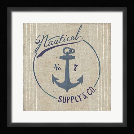 Framed Floursack Nautical IX Burlap Print