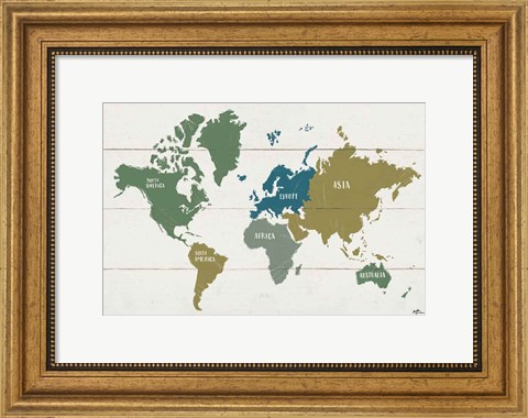 Framed Peace and Lodge World Map Print
