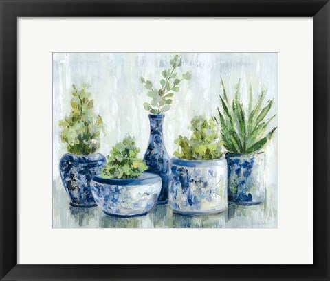 Framed Chinoiserie Plants Bright Print