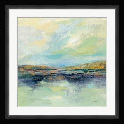 Framed Golden Fields by the River Print