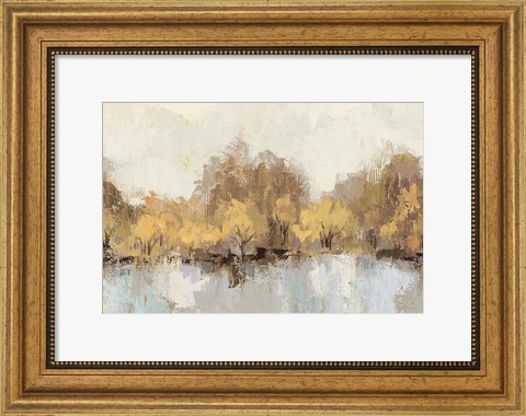 Framed Autumn River Reflection Gold Print