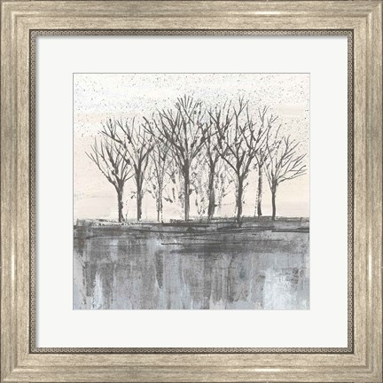 Framed Trees at Dawn II Neutral Print