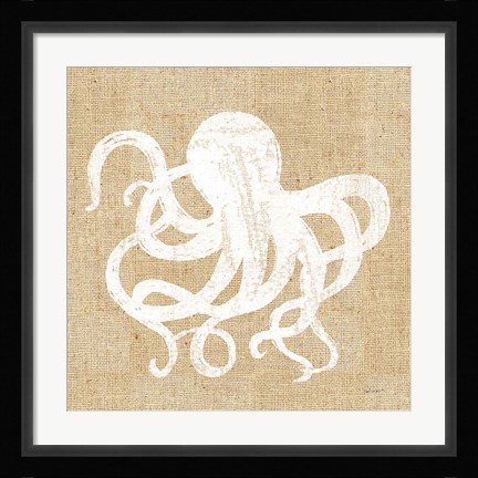 Framed Driftwood Coast IV White Burlap Print