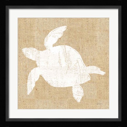 Framed Driftwood Coast III White Burlap Print