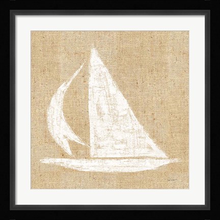 Framed Driftwood Coast II White Burlap Print