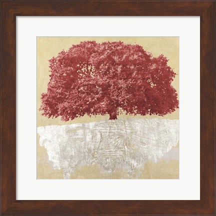 Framed Red Tree on Gold Print