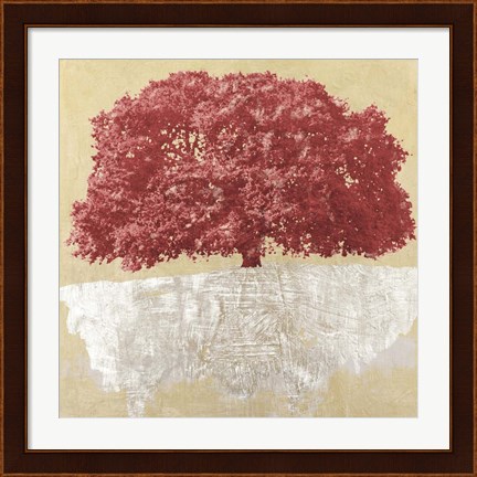 Framed Red Tree on Gold Print