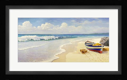 Framed Onde Sulla Spiaggia Print