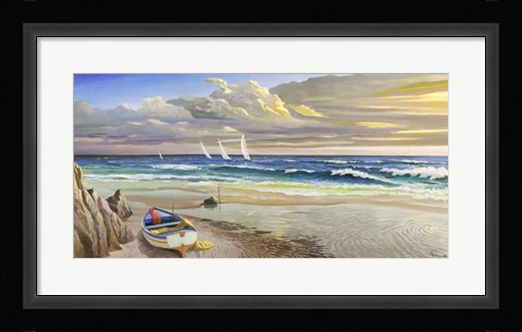 Framed Tramonto Sulla Battigia Print
