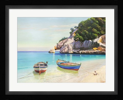 Framed Barche Nella Caletta, Sardegna Print