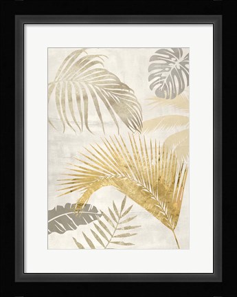 Framed Palm Leaves Gold II Print
