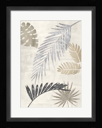 Framed Palm Leaves Silver III Print