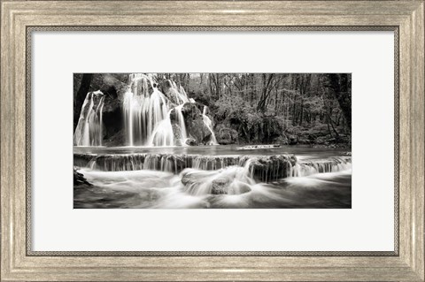 Framed Waterfall in a forest (BW) Print