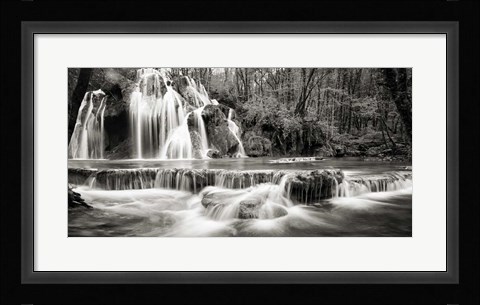 Framed Waterfall in a forest (BW) Print