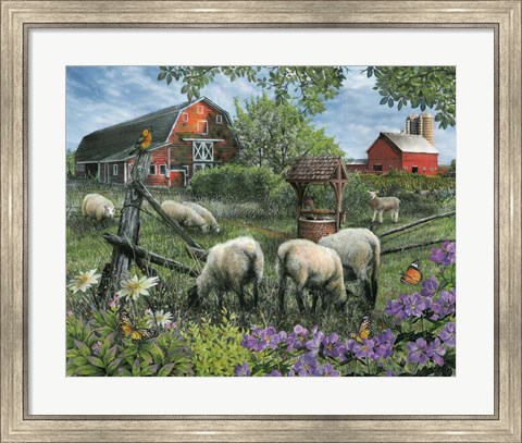 Framed Pleasant Valley Sheep Farm Print