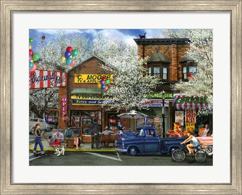Framed Saturday Afternoon on Main Street Print