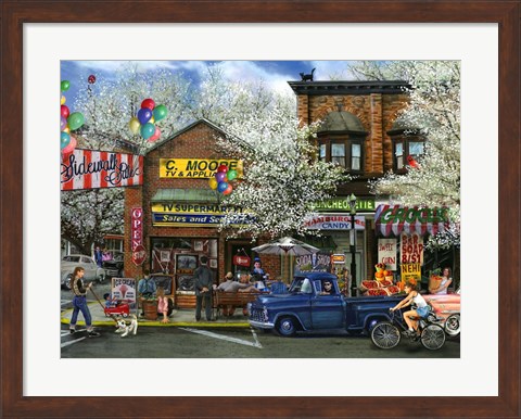 Framed Saturday Afternoon on Main Street Print