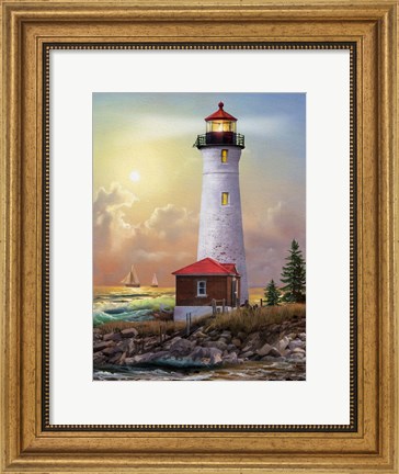 Framed Crisp Point Lighthouse Print