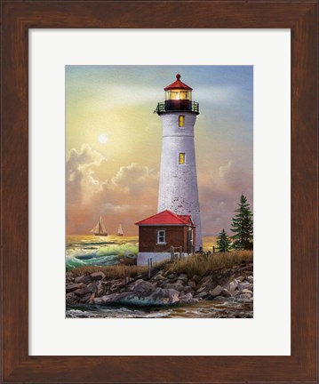 Framed Crisp Point Lighthouse Print