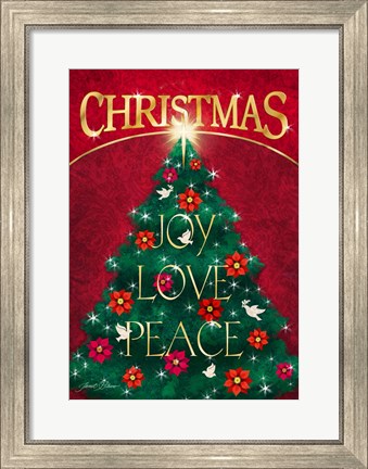 Framed Joy Love and Peace Tree Print