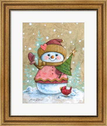 Framed SnowKids Girl With Tree Print