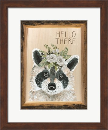Framed Hello There Raccoon Print