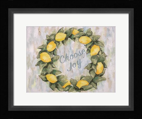 Framed Choose Joy Lemon Wreath Print