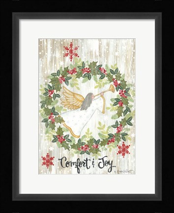 Framed Comfort &amp; Joy Wreath Print
