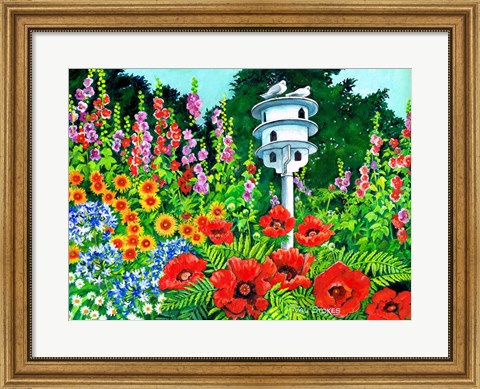 Framed Doves and Poppies Print