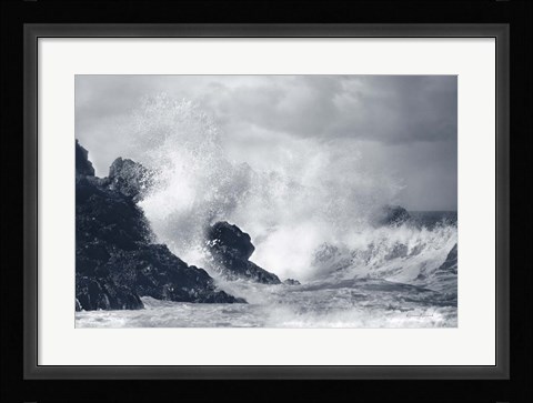 Framed Indigo Crashing Wave Print