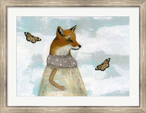 Framed Red Fox and the Monarchs Print