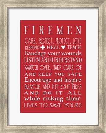 Framed Fireman in Red Print