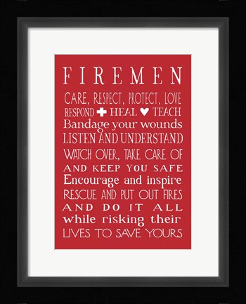 Framed Fireman in Red Print