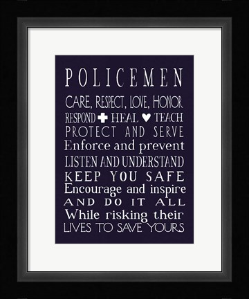Framed Policeman in Navy Print