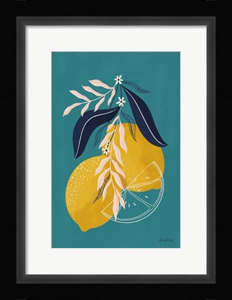 Framed Lemons II Blue Print