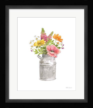 Framed Farmhouse Floral VIII White Print