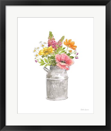 Framed Farmhouse Floral VIII White Print