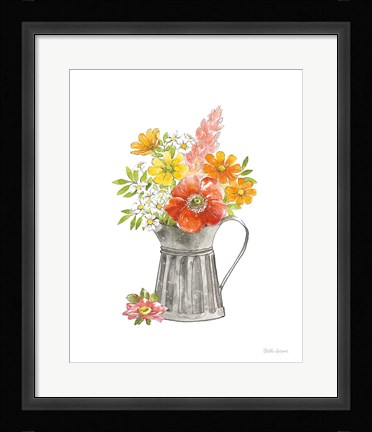 Framed Farmhouse Floral VII White Print